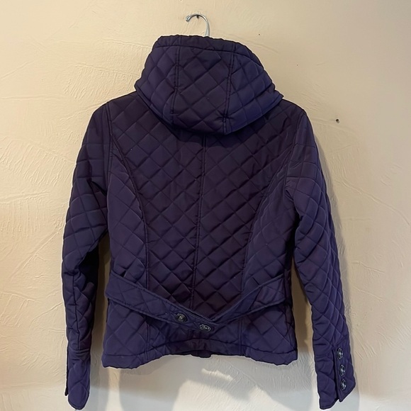 Calvin Klein purple quilted zip up coat size small removable hood collar - Picture 4 of 16